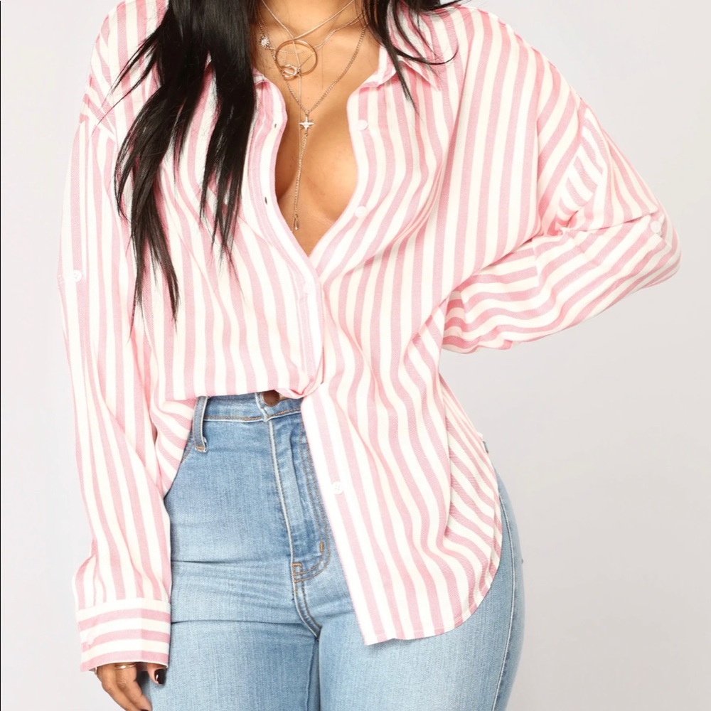 Pink button long sleeve shirt